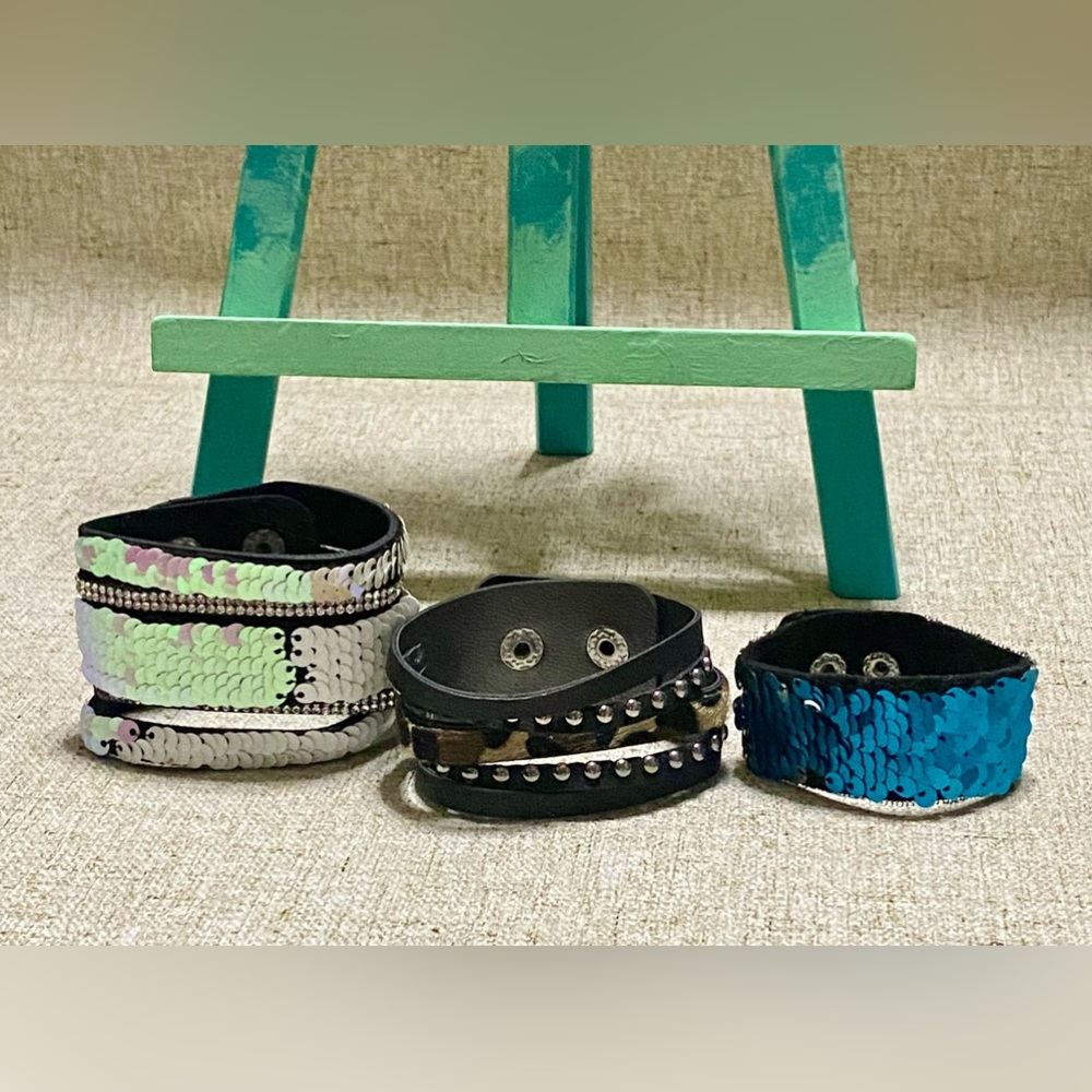 Stylish Sequin and Embroidered Bracelets